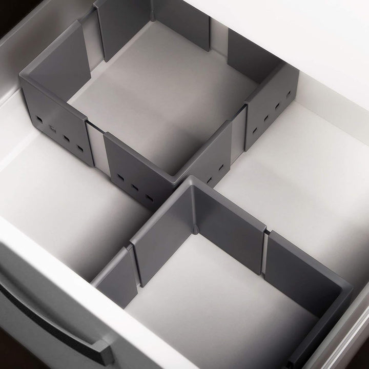 4er Set SO-TECH® CuisioFlex Trennwand Organisationsrahmen Aluminiumgrau/Weiss transluzent 4 Stück -