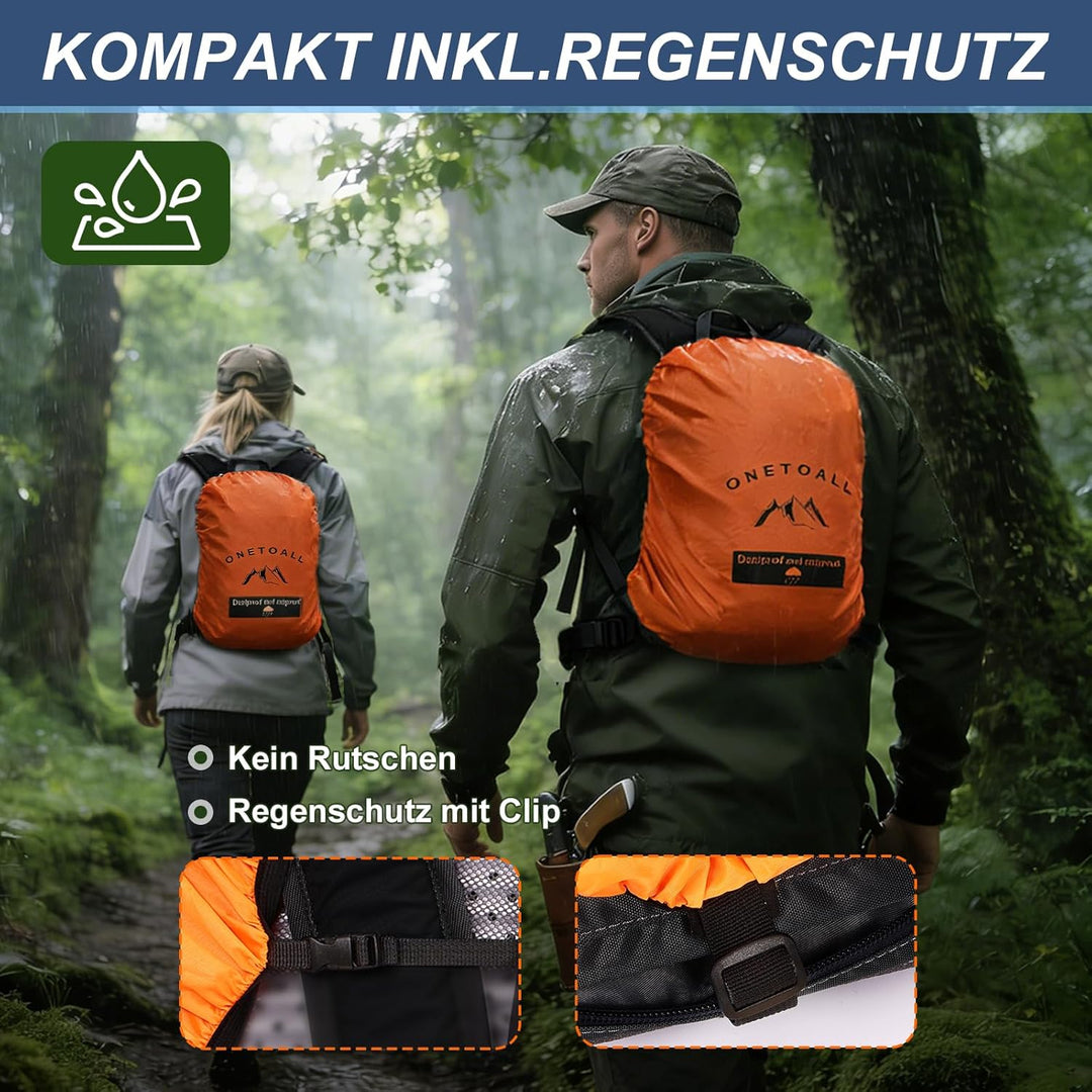 Diebstahlsicherer Wanderrucksack Damen 20L, Leichter Tagesrucksack Herren Klein, Wasserdichter Fahrr