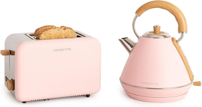 CREATE/PACK TOAST RETRO + KETTLE RETRO L/Toaster und Wasserkocher rosa / 3 programmierte Toastzeiten