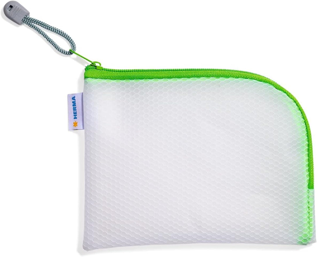 HERMA 20019 Reissverschlusstasche Reiseetui A6 transparent bunt, 10 Stück, kleine verschliessbare Si