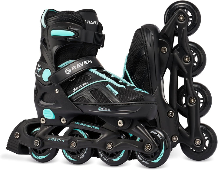 Inlineskates Inliner Raven Pulse verstellbar optional als 2in1 Inlineskates/Schlittschuhe 40-43 (25,