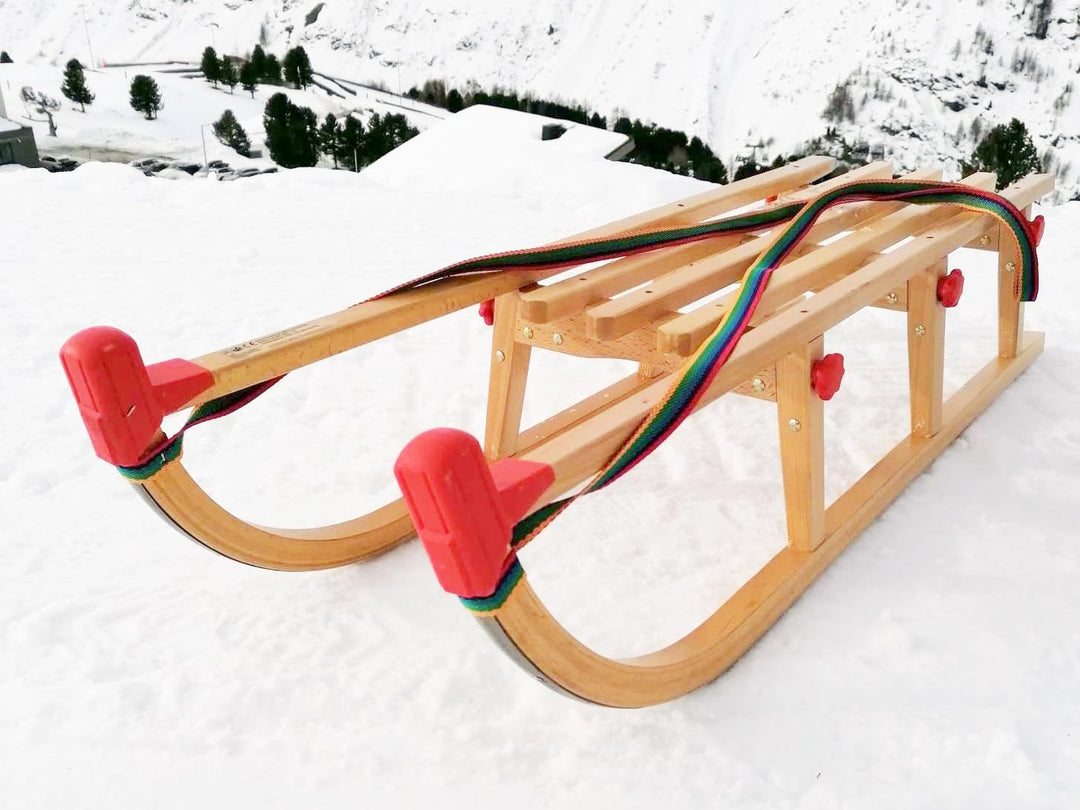 Davos Klappschlitten Langer Rodelschlitten Schlitten aus Holz mit wählbarem Zubehör V-22-115, Schlit