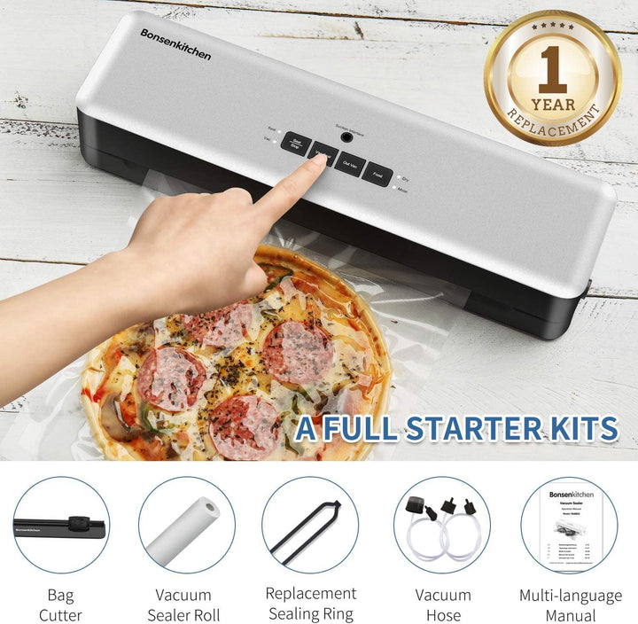 Bonsenkitchen Vakuumierer, Vakuumiergerät automatische Lebensmittel Versiegelung für Trockene und Fe