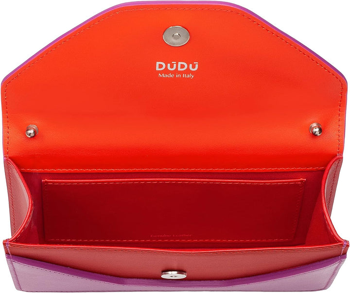 DUDU Kleine Damen-Umhängetasche Made in Italy aus echtem Leder, umwandelbar in Gürteltasche, Mini-Um