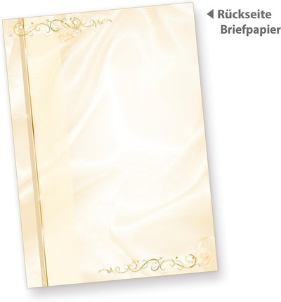 Briefpapier Hochzeit creme (25 Sets inkl. Kuverts) beidseitig bedrucktes A4 Schreib-Papier inkl. Ums