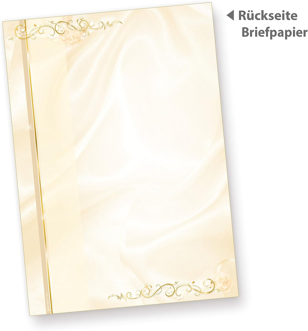 Briefpapier Hochzeit creme (250 Stück) beidseitig bedrucktes A4 Schreib-Papier, z.B. für Einladungen