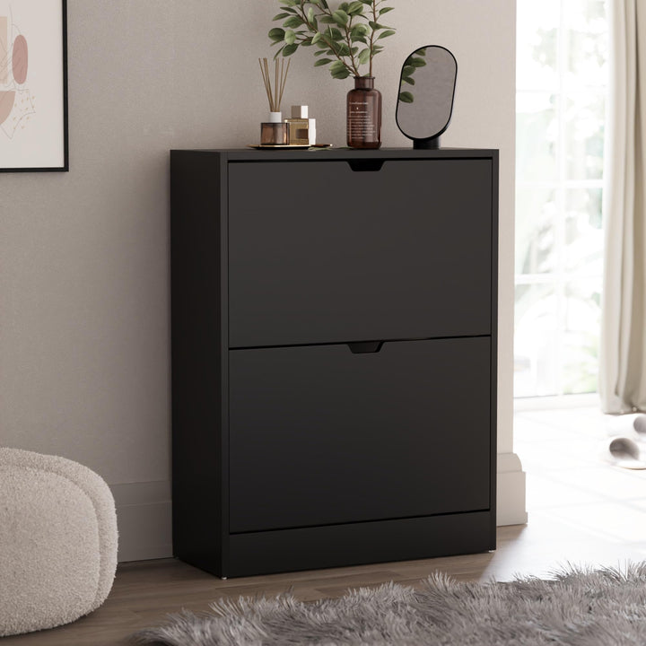 Vida Designs Schuhschrank mit 2 Schubladen, platzsparender Schuhschrank mit 2 Klappschubladen, für F
