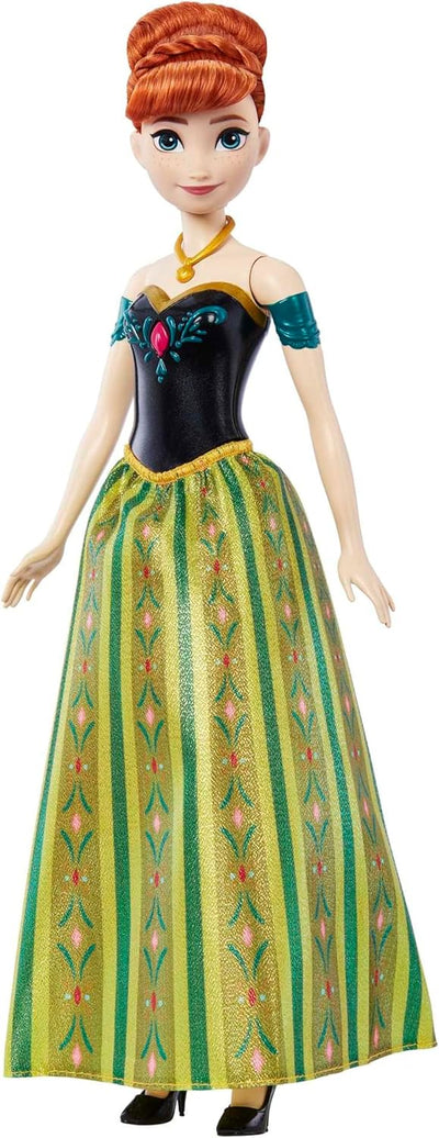 Disney Frozen Disney "Die Eiskönigin" Spielzeug, Anna-Musikpuppe in charakteristischer Kleidung, spi