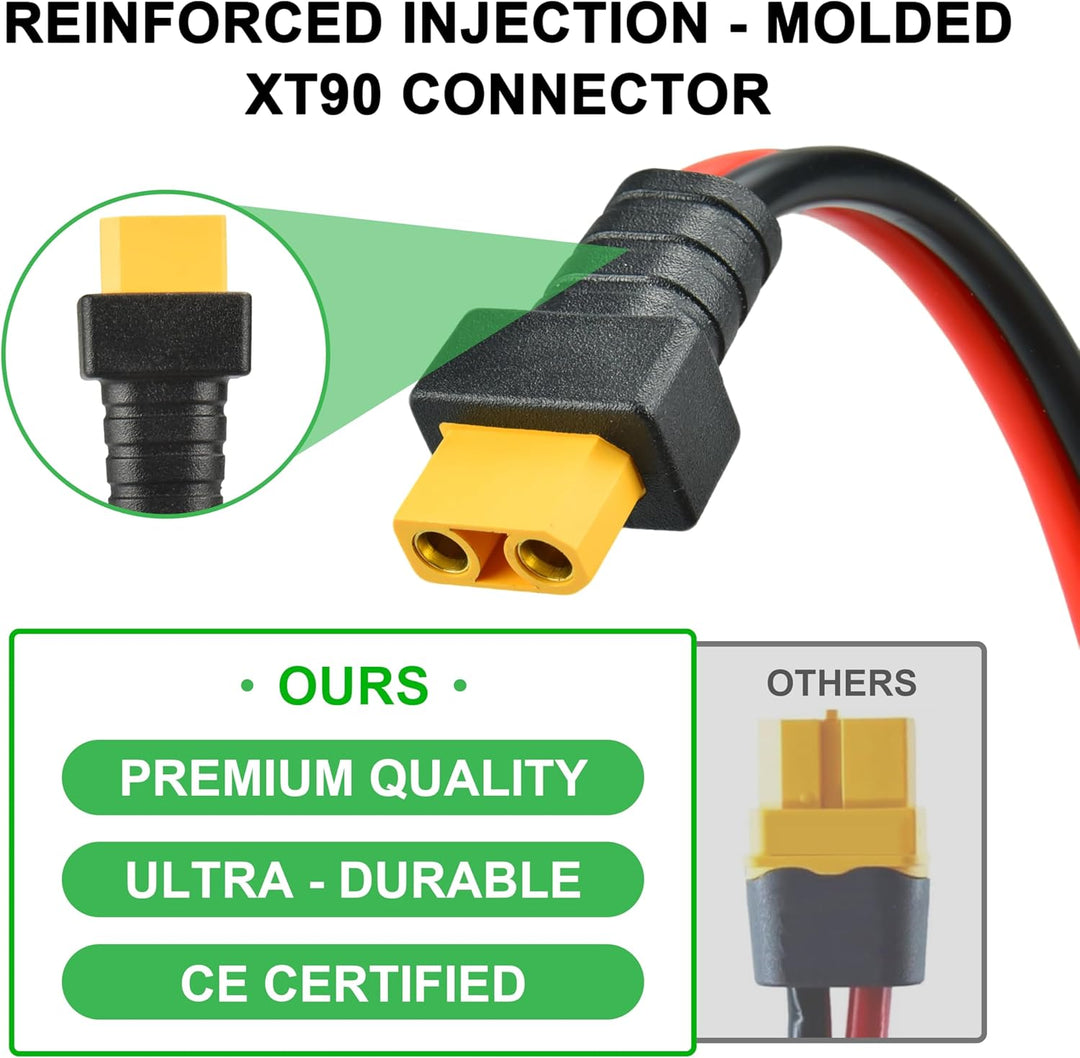3m 10AWG XT90 Panel Mount Kabel Wasserdichter & funkenfreier Schwerlaststeckverbinder für Solargener