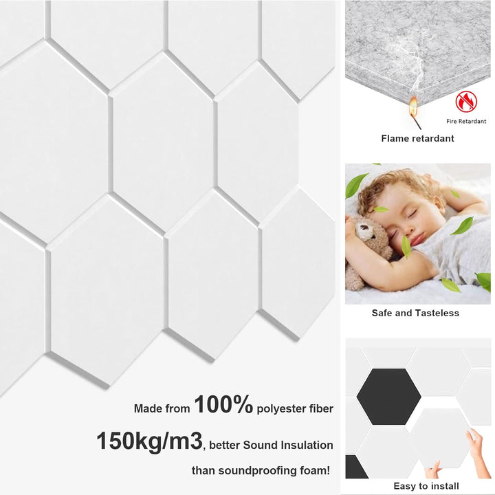 JBER 12 Pack Sechseck-Akustik-Paneele, Schallschutzschaum selbstklebend, 30 X 26 X 1cm High-Density-