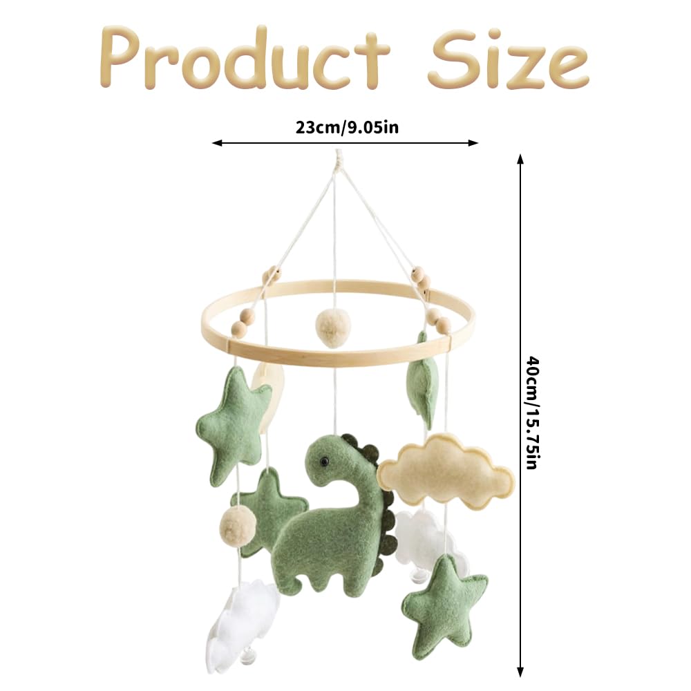 Mobile Baby Windspiele, Mobile für Babybett mit Dinosaurier, Sternen & Wolken aus Filz, Hängende Dek