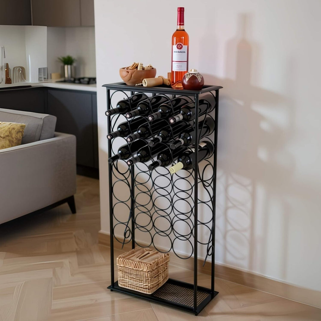 DanDiBo Weinregal Metall Schwarz Stehend Flaschenregal 100 cm Rico Modern Wine Rack Weinständer Wein