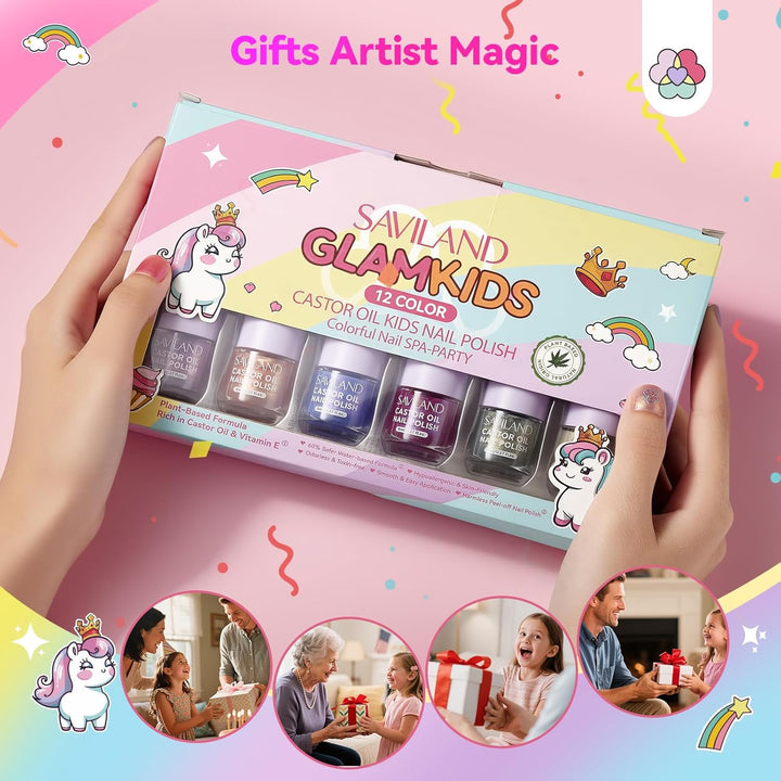 SAVILAND Nagellack Set auf Wasserbasis Peel Off Ngellack Mädchen Ungiftig Kit Pflanzlicher Nagellack