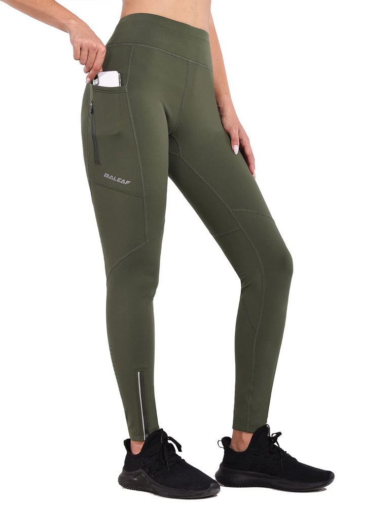 baleaf Thermoleggings Winter Damen Fahrradhose Lang mit Reissverschluss Warm Gefüttert Jogginghose R