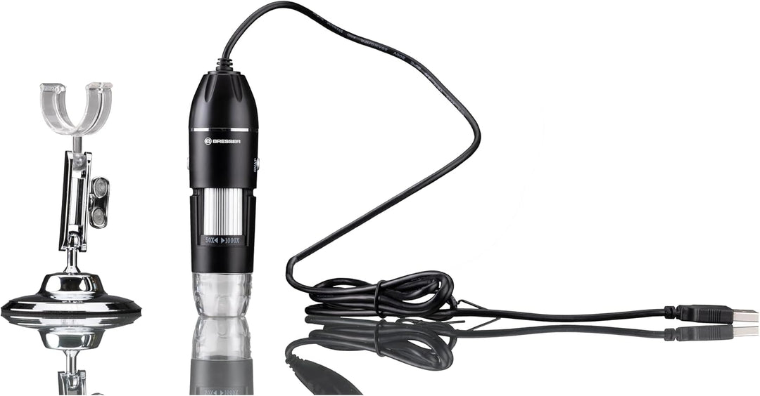 Bresser USB Digitalmikroskop 50-1000x Zoom Full HD Kamera 8 LED dimmbar Messfunktion Handmikroskop i