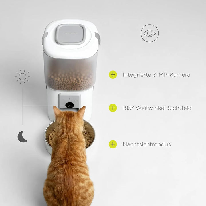 Feast Automatischer Futterautomat Katze mit App und Kamera, Live-Video mit Nachtsicht und Zwei-Wege-
