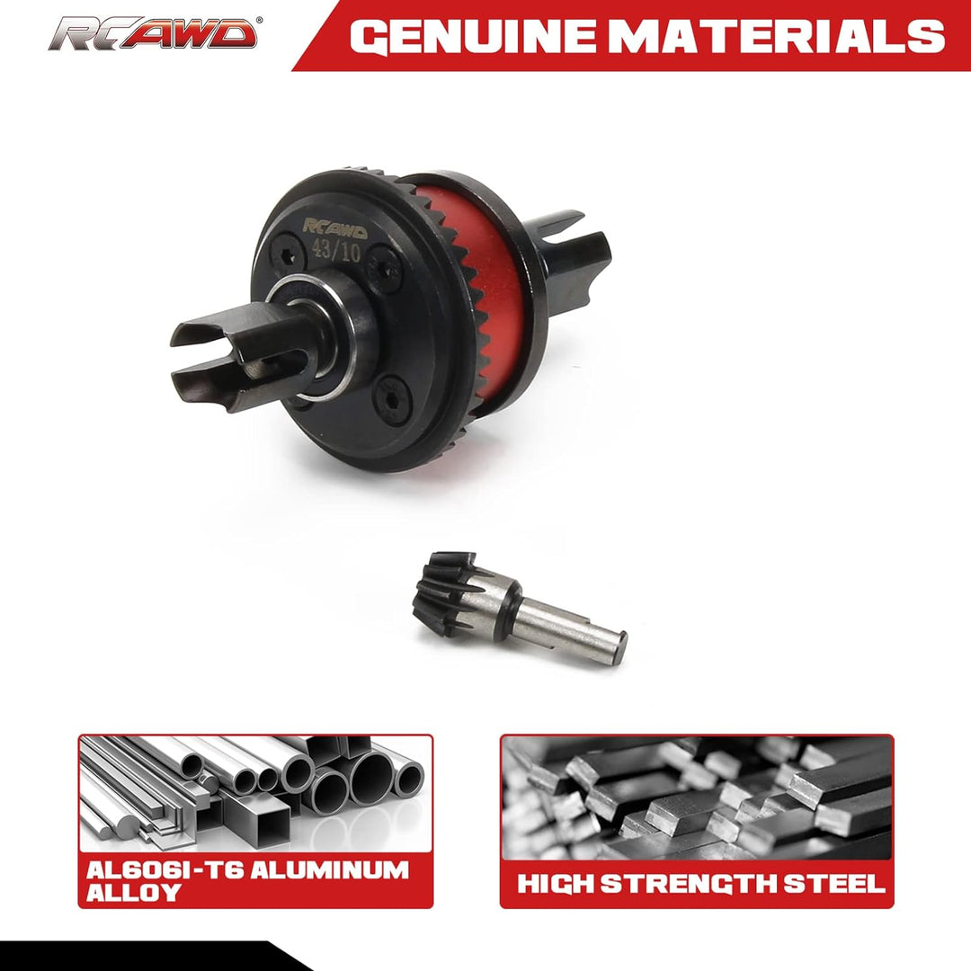 RCAWD Active F/R Differential-Set 10T Hauptgetriebe für Arrma 1/8 Typhon Notorious Talion Kraton Out