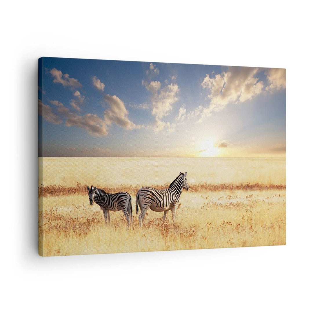 Bilder auf Leinwand Zebra tier gestreift savanne Leinwandbild 70x50cm Wandbilder Dekoration Wohnzimm