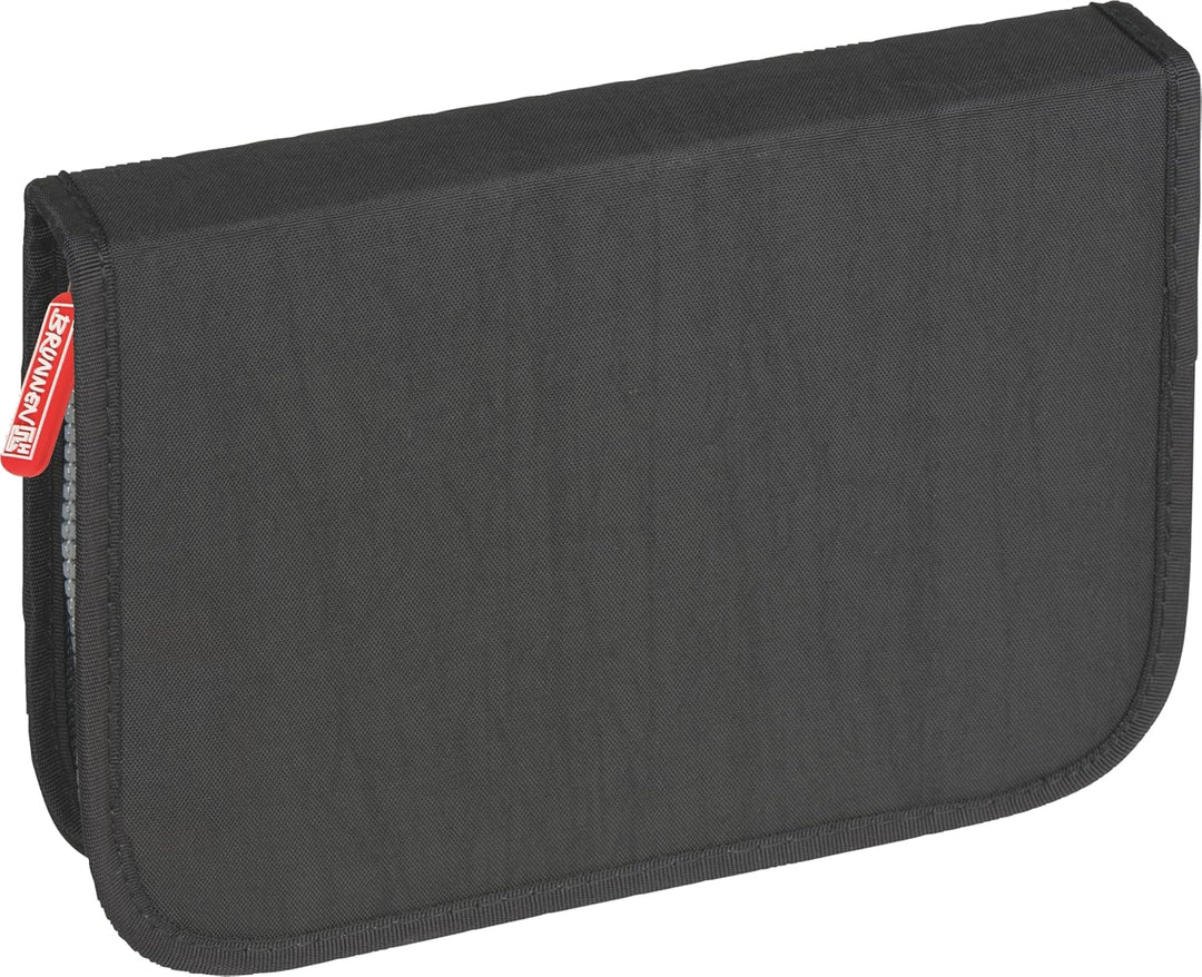 Brunnen 104918690 Schüler-Etui Crinkle (19,5 x 13,5 x 3,5 cm, 2 Klappen, schwarz, befüllt mit 9 dick