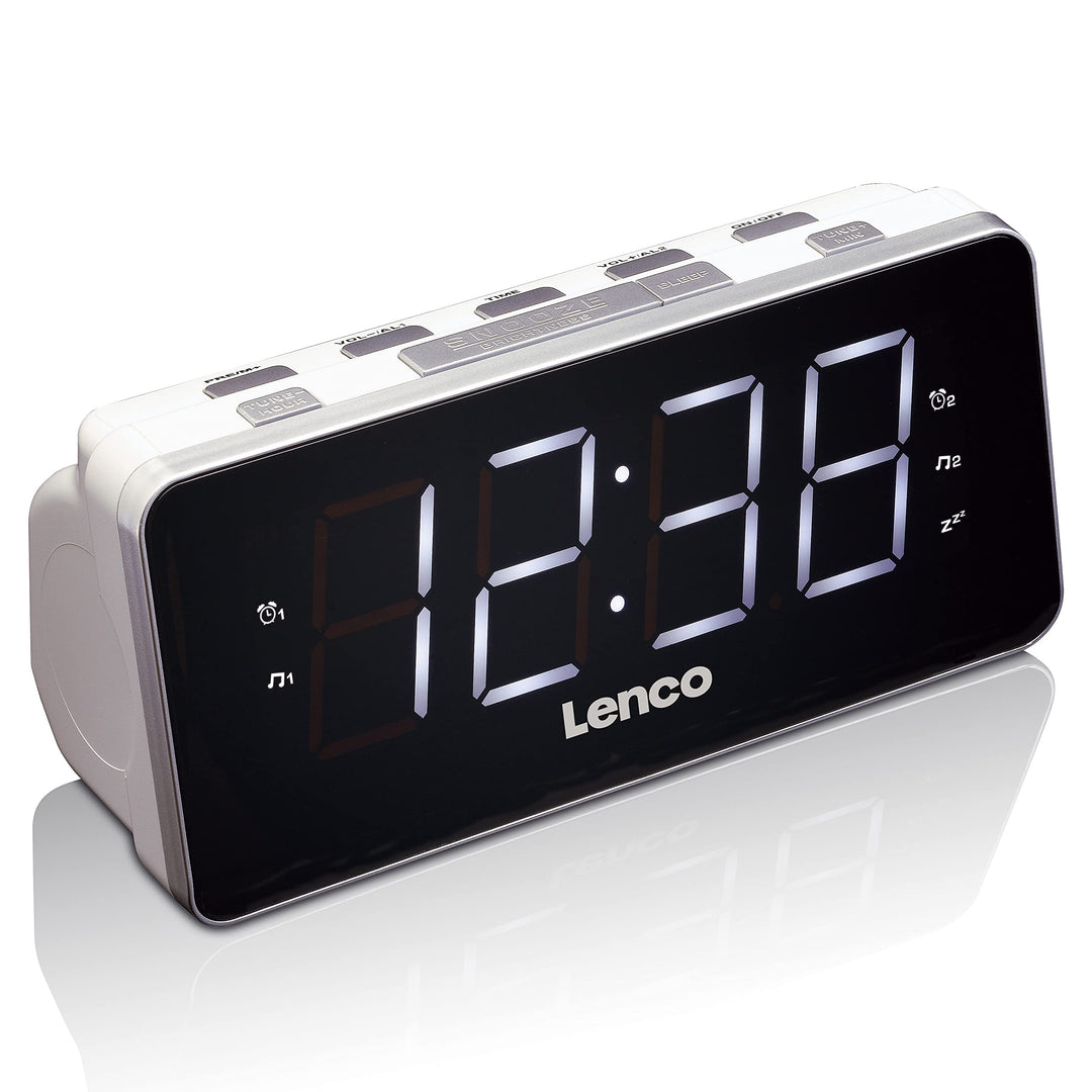 Lenco Radio-Wecker CR-18 Uhrenradio mit riesigem LED-Display (4,6 cm), dimmbar, 2 Weckzeiten (PLL UK