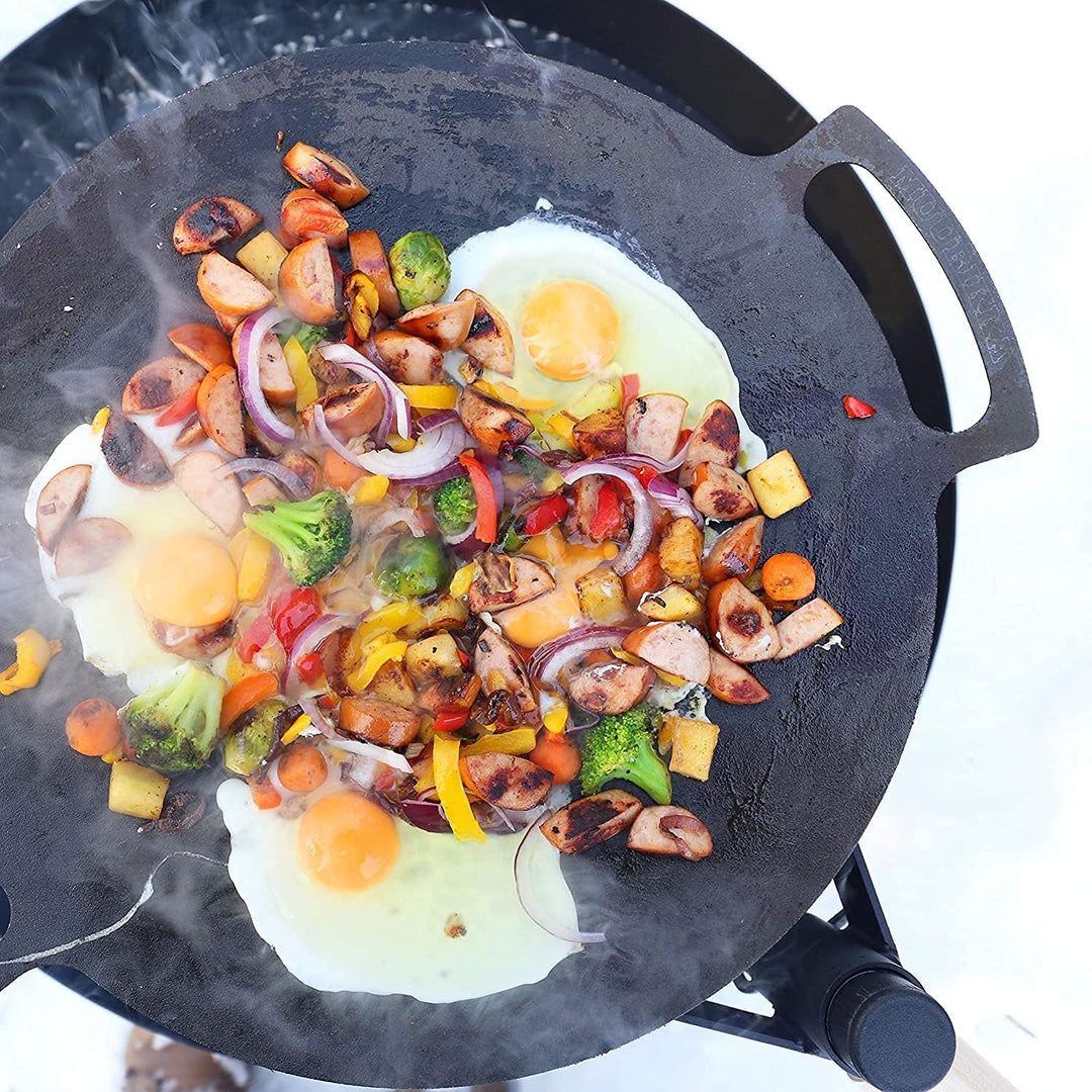 MUURIKKA Grillpfanne 58cm, Outdoor Pfanne, Feuerpfanne mit Beinen aus robuster Walzstahl für Lagerfe