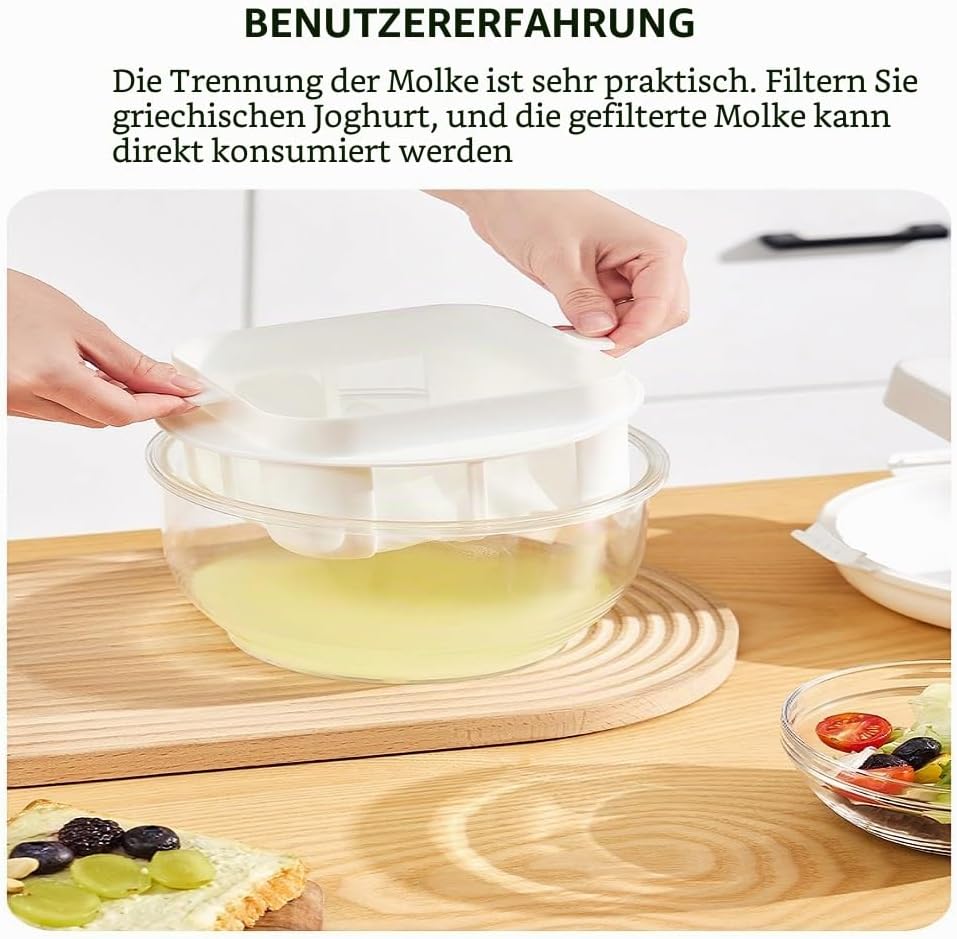 Feine Filtersiebe Joghurt Sieb mit Deckel,Wiederverwendbarer Joghurt Molke Separator,3000ML Griechis