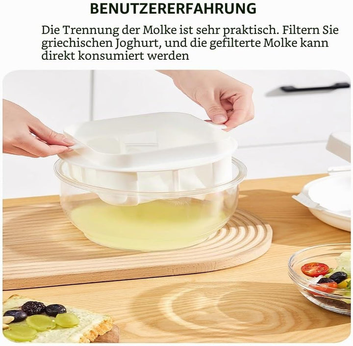 Feine Filtersiebe Joghurt Sieb mit Deckel,Wiederverwendbarer Joghurt Molke Separator,3000ML Griechis