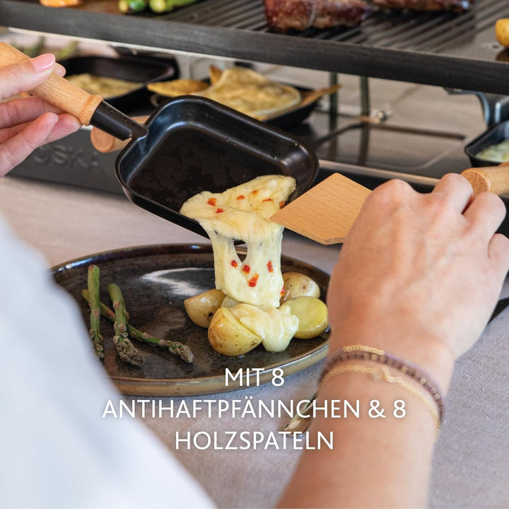 BOSKA Raclette Gourmet Party – Raclette-Grill für 8 Personen – PFAS-frei – Keramische Grillplatte –