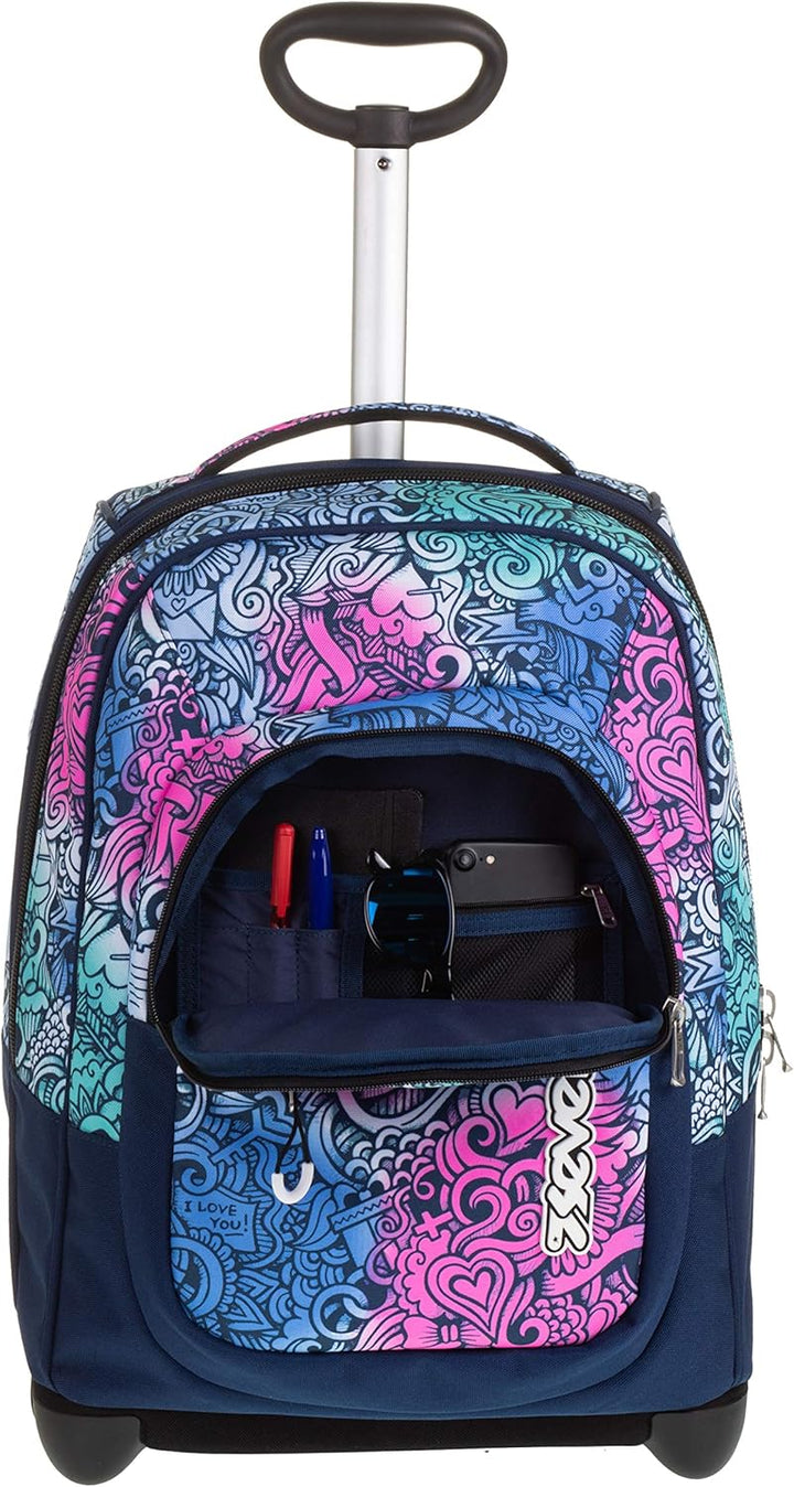 Seven TROLLEY, 2 in 1, Schulranzen mit Rollen, Rucksack mit Trolleyfunktion für Kinder, ab 1. Klasse