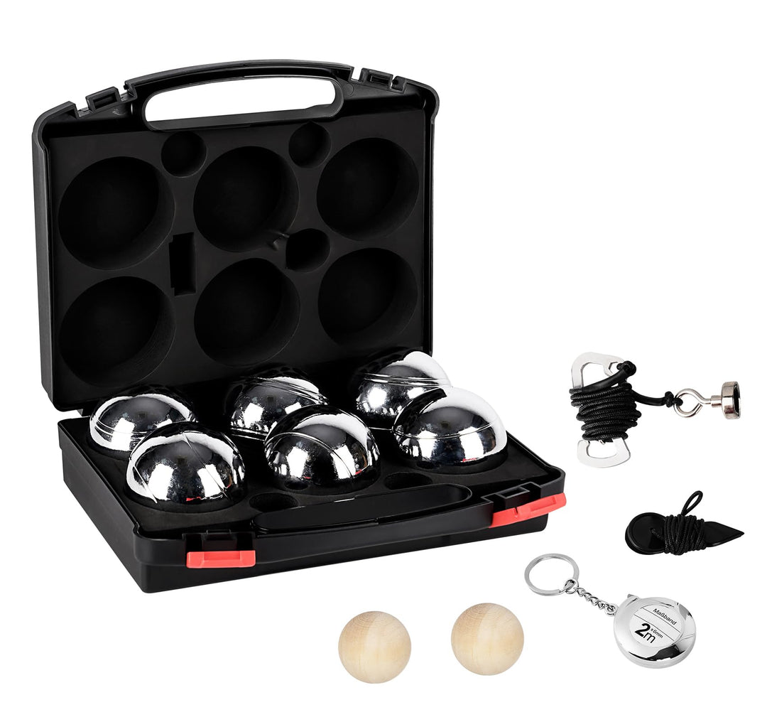 Personalisierte Boule Kugeln mit Gravur, 6er Petanque/Boccia Set mit Wunschtext & Logo, Individuelle