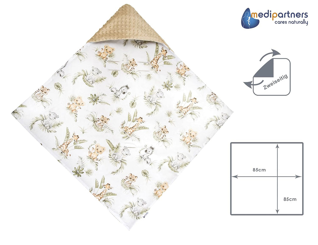 Medi Partners Einschlagdecke Baby Babyschale 100% Baumwolle für Sommer 85x85cm Kinderwagen Kuschelde