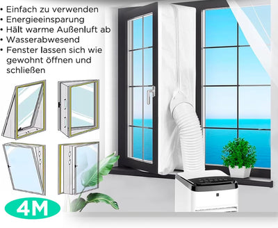 Klimaanlage Fensterabdichtung - Klimaanlagenfenster Set (400cm) - Fensterabdichtung für Mobile Klima