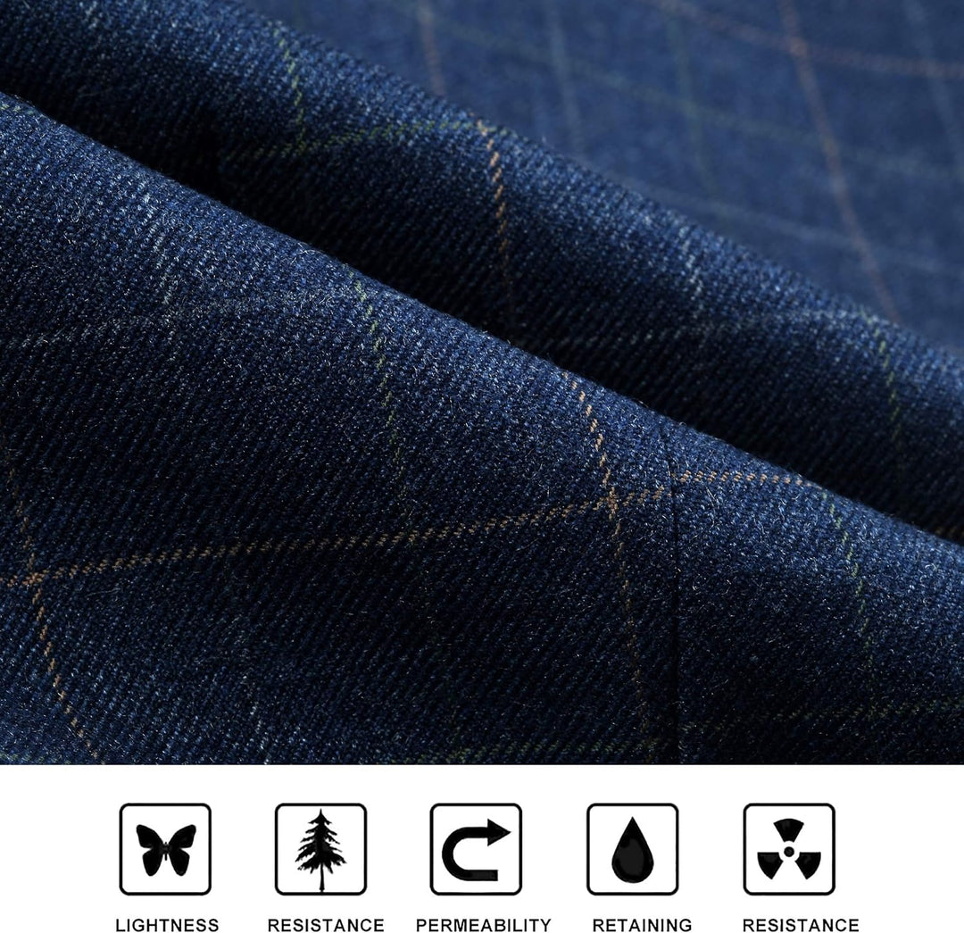 HISDERN Manner Formale Hochzeitsfeier Weste Baumwolle Plaid Kleid Anzug Weste für Herren 1Royal Blue