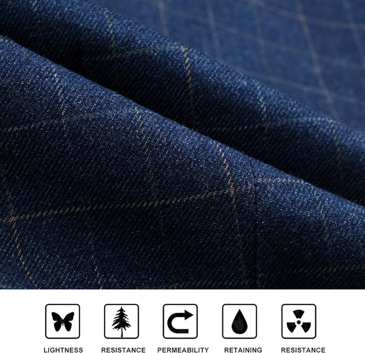 HISDERN Manner Formale Hochzeitsfeier Weste Baumwolle Plaid Kleid Anzug Weste für Herren 1Royal Blue