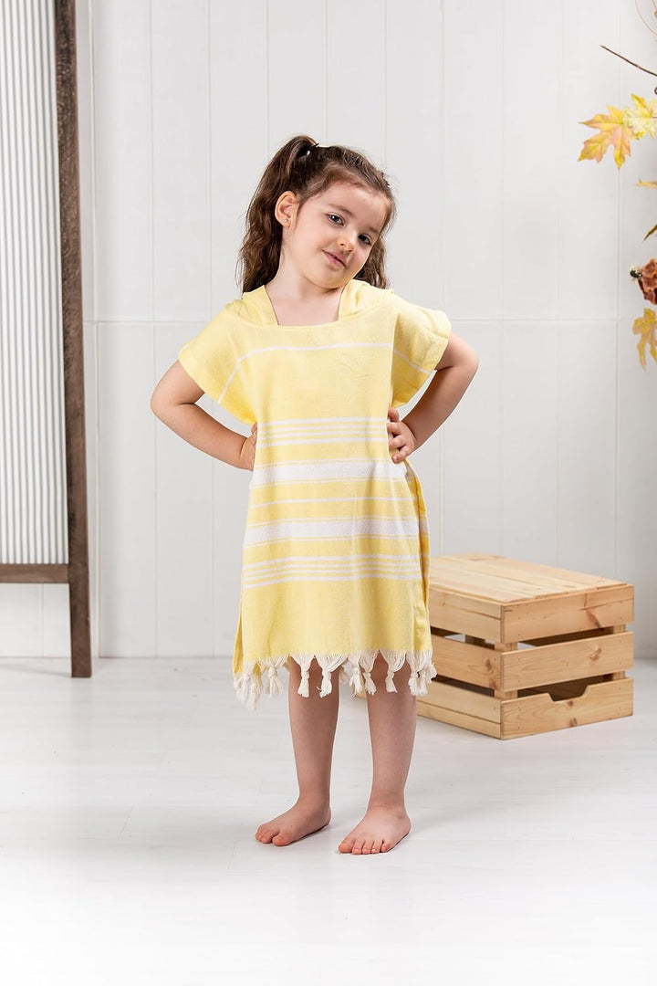 ELY PARKER Strandponcho für Kinder - 100% Baumwolle Strandtuch &amp; Strandkleid - Saugstarkes Badeponch