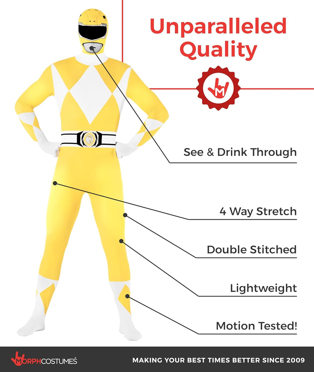 Morphsuits Power-Rangers Kostüm Gelb M, Gelb M