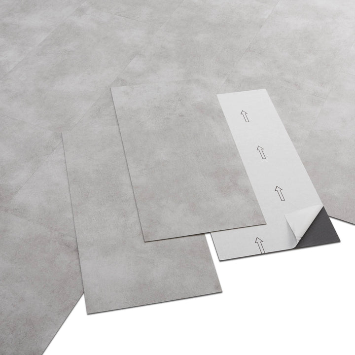 ARTENS - PVC Bodenbelag Shy Industry - Selbstklebende Fliesen - Betoneffekt - Hellgrau - Medio - 60,