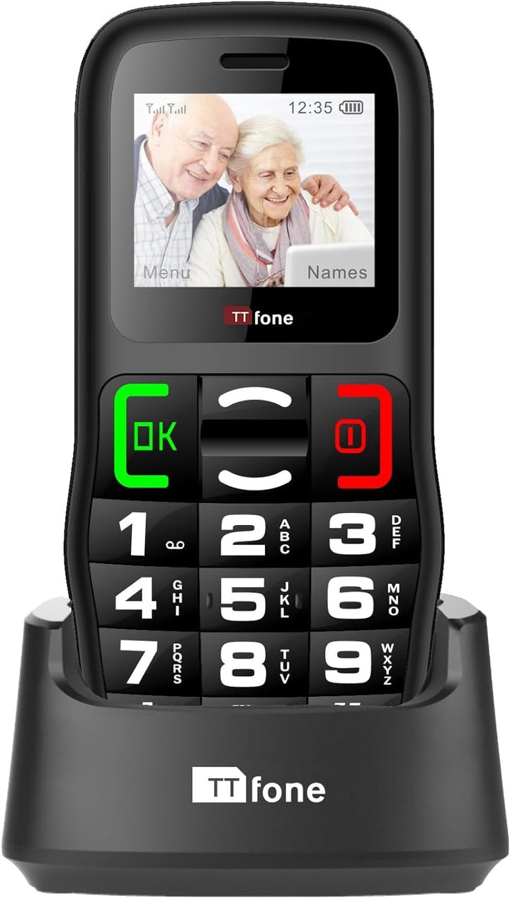 TTfone TT220 Big Button Handy für ältere Menschen mit Nothilfe-Taste, Sprechtasten, Lange Akkulaufze
