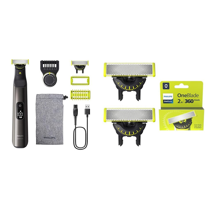 Set aus PHILIPS OneBlade Pro 360 Face & Body - elektrischer Rasierer(QP6552/30) + Philips OneBlade O