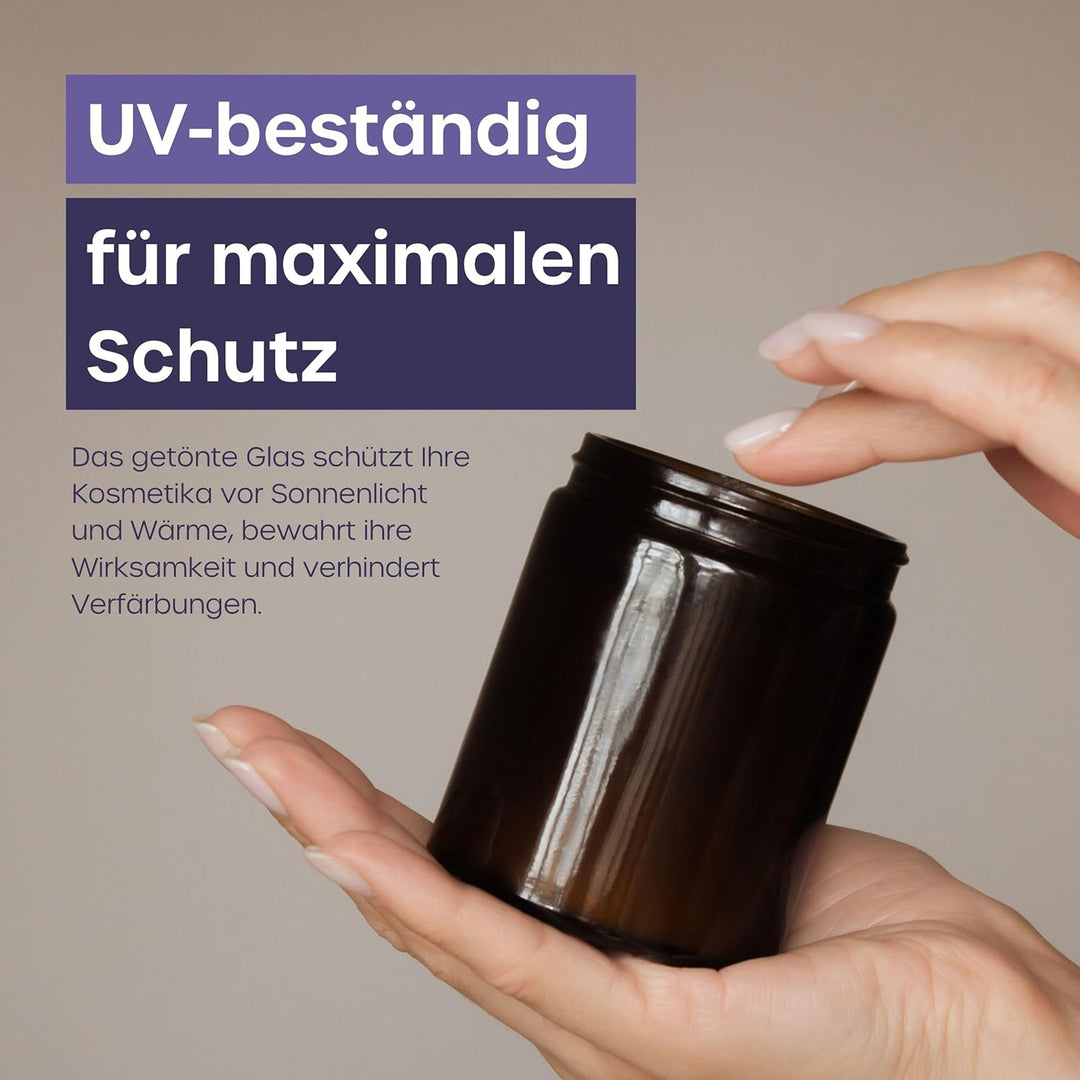 volila Braunglas Salbentiegel Gläschen mit Deckel (240ml x 12 Stück) - Glastiegel Creme Dosen zum Be