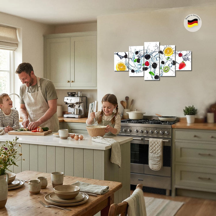 Runa Art Wandbilder Küche Obst 5 Teilig Bild auf Vlies Leinwand Deko Esszimmer Küchenbilder Essen We