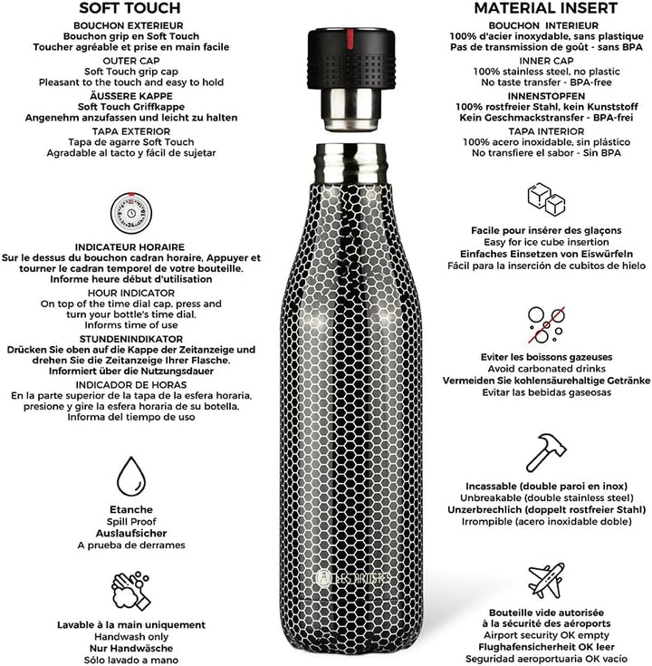 Les Aristes Paris A-8137 Bottle Up Trinkflasche, Edelstahl, 500 milliliters, Textur Metall