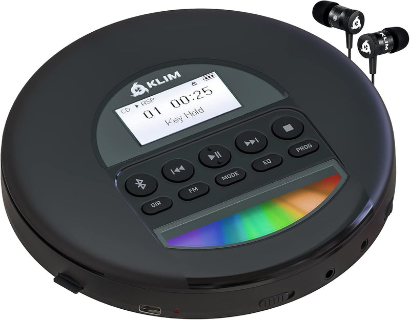 KLIM Nomad - NEU 2023 - Tragbarer CD-Player Discman mit langlebigem Akku - Inklusive KLIM Fusion Kop