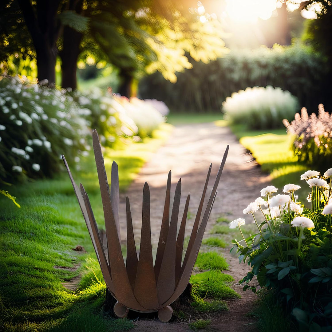 ecosoul Schale Windlicht Kerzenhalter Lotus Dekoschale verrostet mit 3 Füssen Durchmesser: 24cm unte