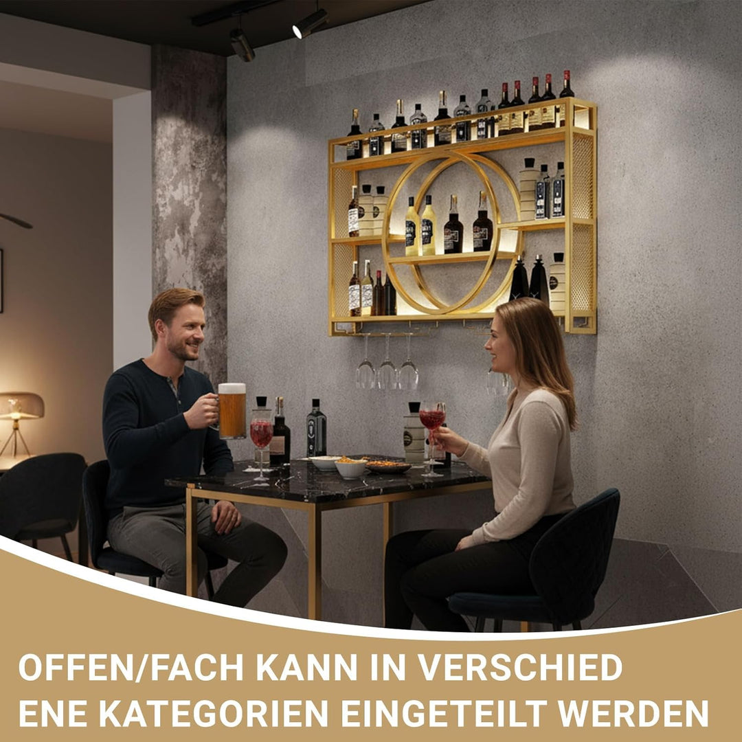 Awoyep Regal Metall Weinregal Hängend Flaschenregal: Bar Regale Wand Wandmontierte Weinregale Für Ba