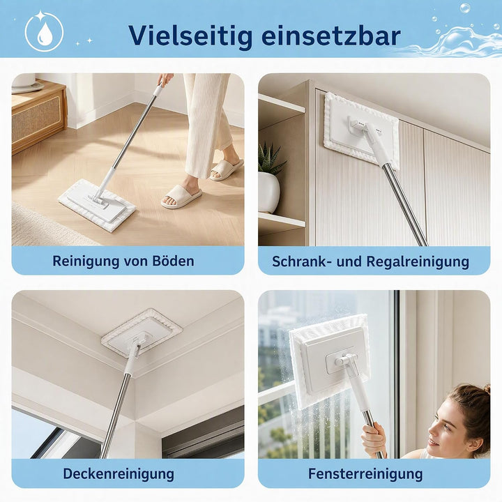 Wischmopp mit Druck-Klemm-System, Zero Touch EIN-Knopf-Wechsel Bodenwischer