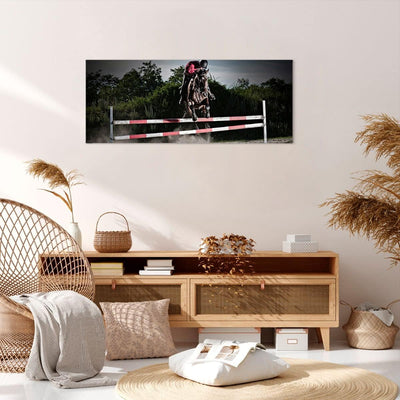 Wandbilder Dekoration Wohnzimmer Pferd Sport Hindernisse Himmel Panorama Bilder auf Leinwand 120x50c