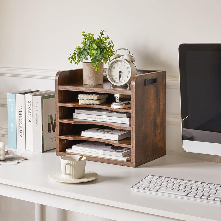 YMYNY Schreibtisch Organizer aus Holz, Dokumentenablage, A4, Aktenmagazinhalter Bücher, Sammler, mit