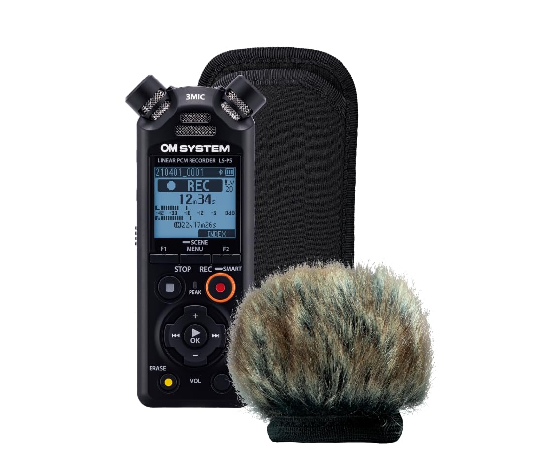 OM SYSTEM LS-P5 Windschutz, Outdoor Kit - Hi-Res Audiorekorder mit TRESMIC II 3-Mikrofonsystem inklu
