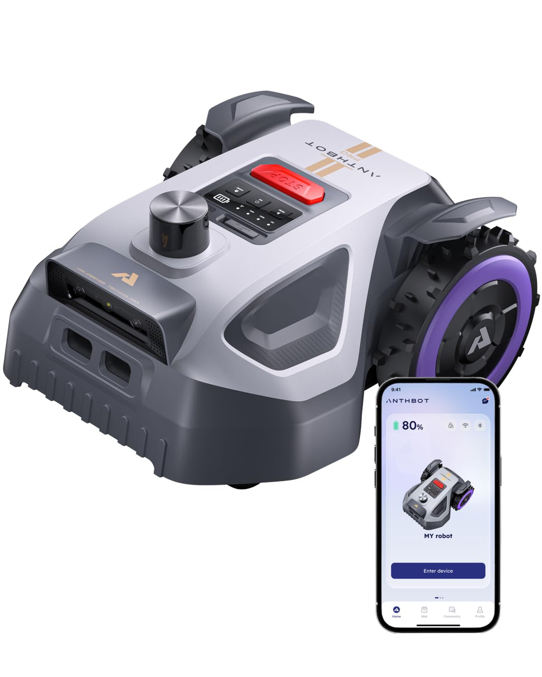 ANTHBOT M5 Pro Mähroboter ohne Begrenzungskabel – HoloSense 4-in-1 Navigation (360° LiDAR, RTK/NetRT